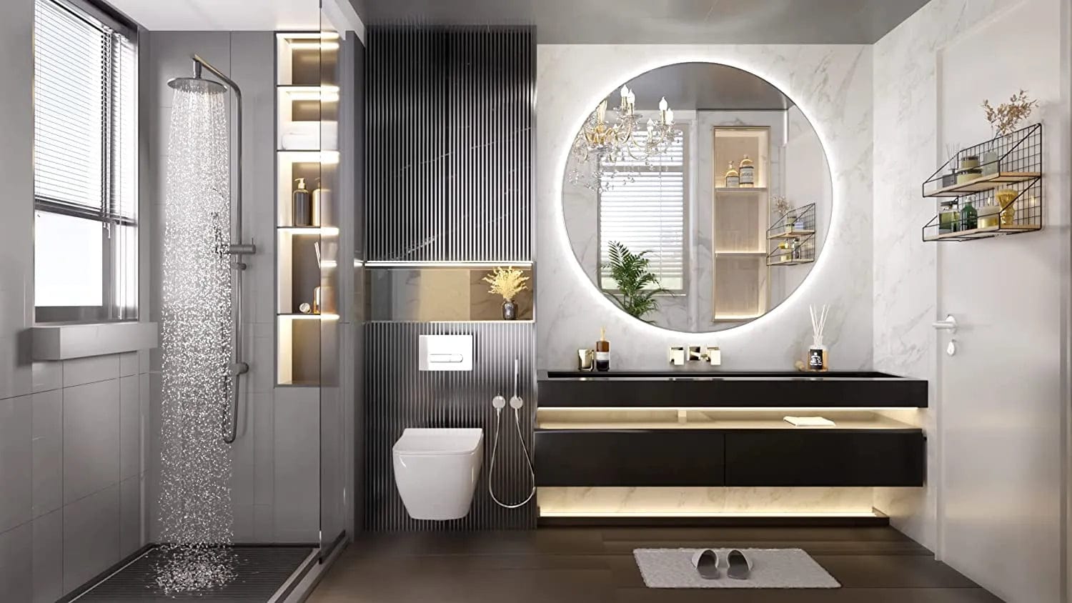 Oglinda Rea cu led, rotunda, 50 cm