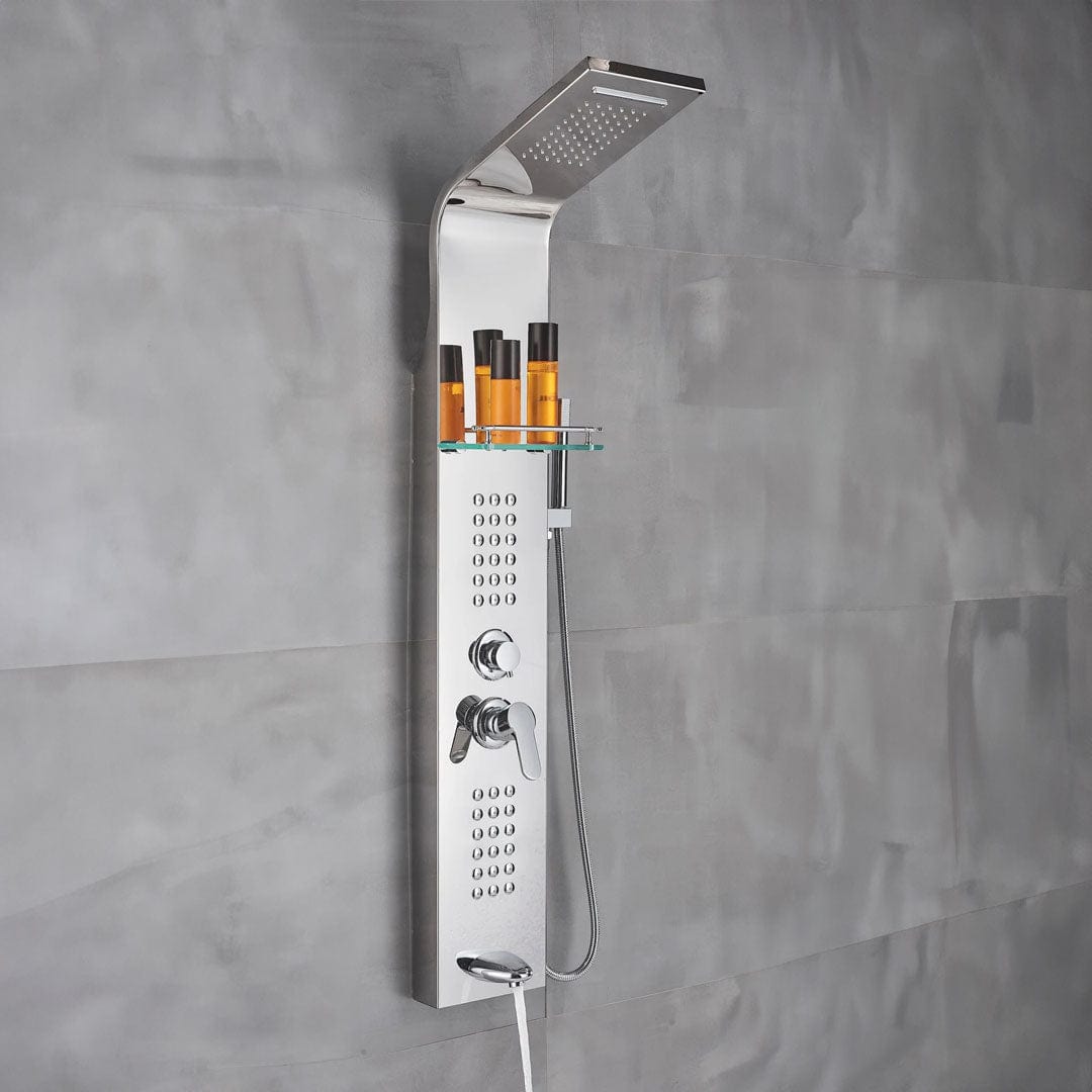 Panel de Dus cu efect de ploaie si jeturi cu masaj, argintiu cromat, cod 1333