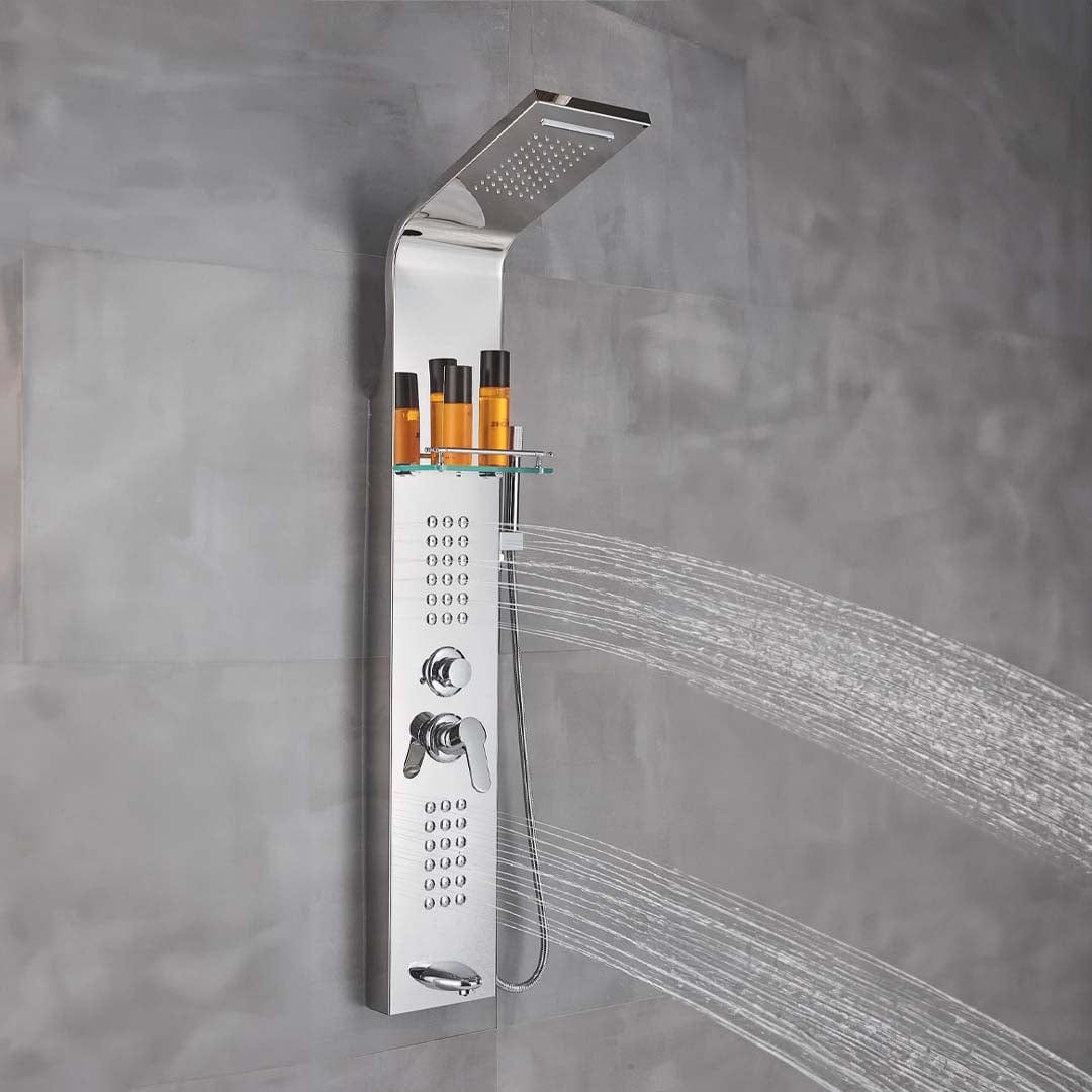 Panel de Dus cu efect de ploaie si jeturi cu masaj, argintiu cromat, cod 1333
