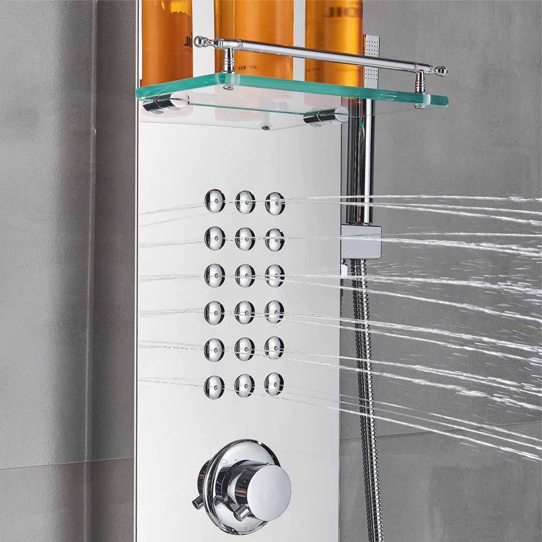 Panel de Dus cu efect de ploaie si jeturi cu masaj, argintiu cromat, cod 1333