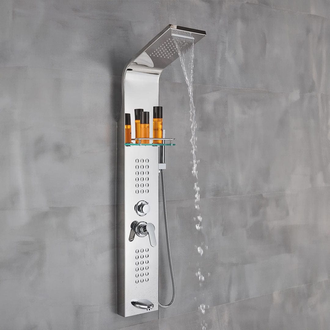 Panel de Dus cu efect de ploaie si jeturi cu masaj, argintiu cromat, cod 1333