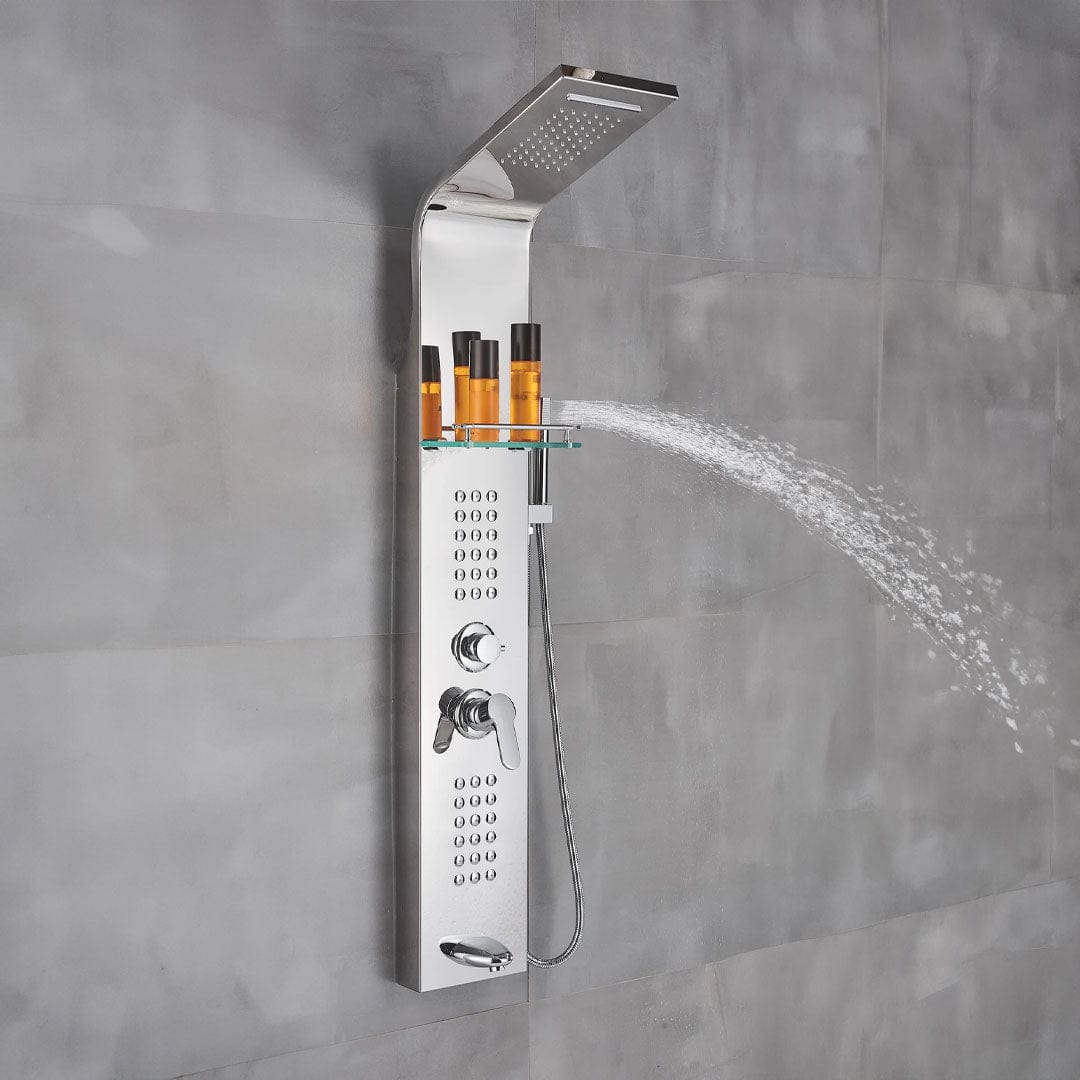 Panel de Dus cu efect de ploaie si jeturi cu masaj, argintiu cromat, cod 1333