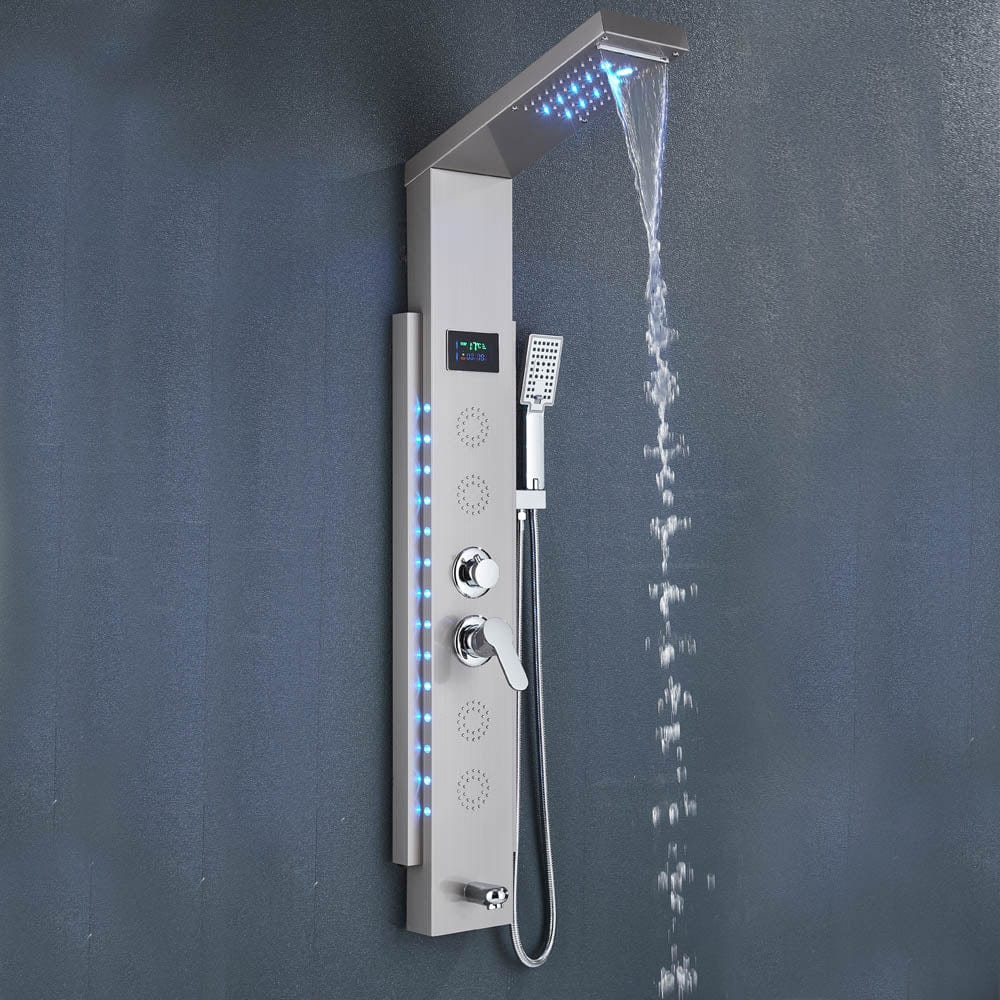 Panel de dus cu LED, cu efect de ploaie, argintiu, cod 1443