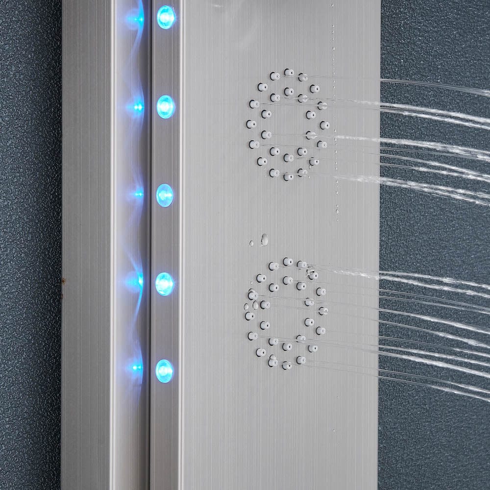 Panel de dus cu LED, cu efect de ploaie, argintiu, cod 1443