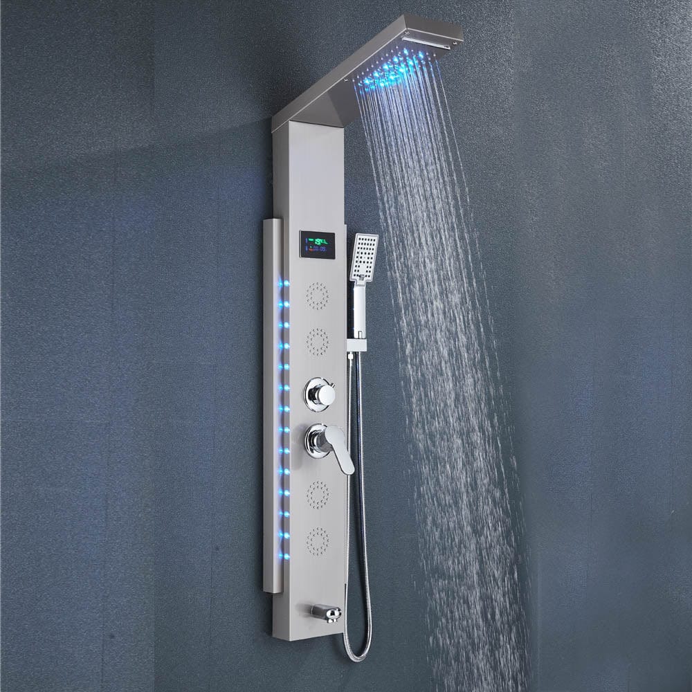 Panel de dus cu LED, cu efect de ploaie, argintiu, cod 1443