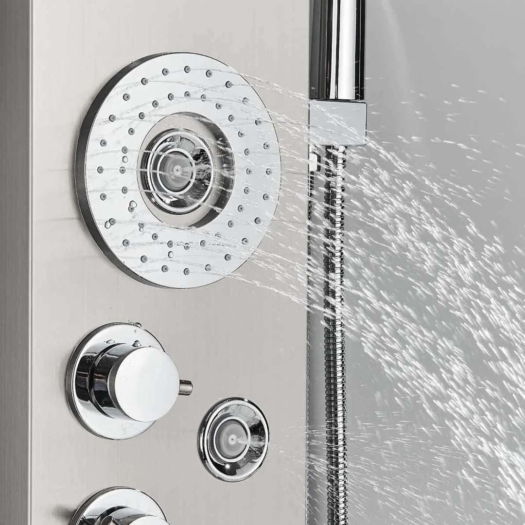 Panel de Dus cu LED, cu efect de ploaie si jeturi cu masaj, cod 1439