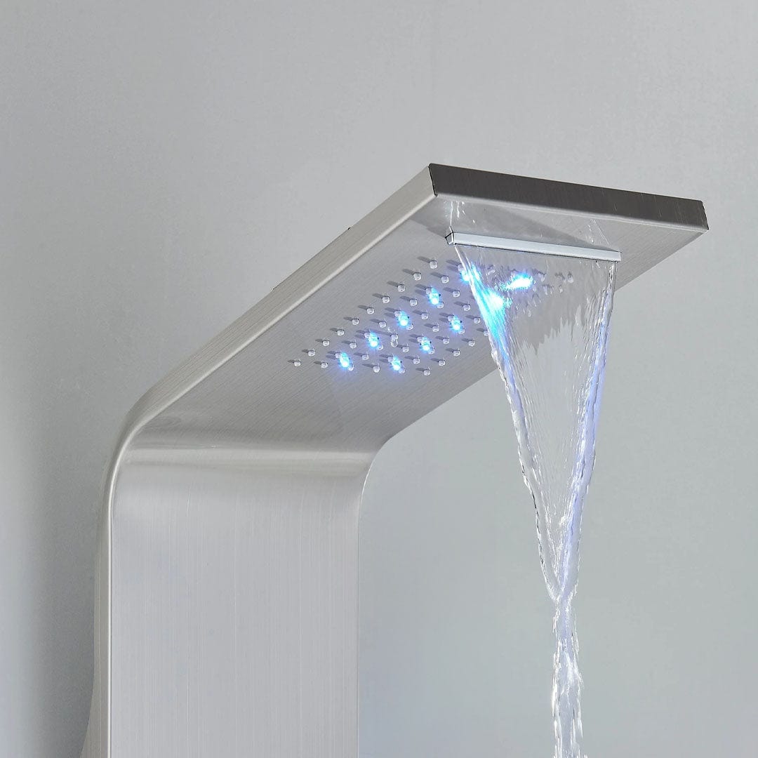 Panel de Dus cu LED, efect de ploaie si jeturi cu masaj, argintiu, cod 1611