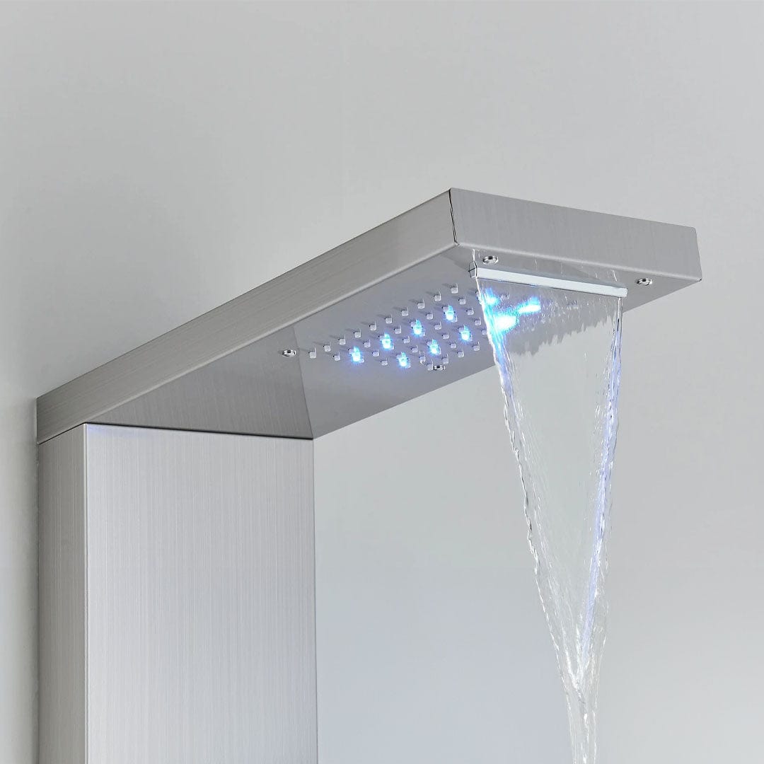 Panel de Dus cu LED, efect de ploaie si jeturi cu masaj, argintiu, cod 1613