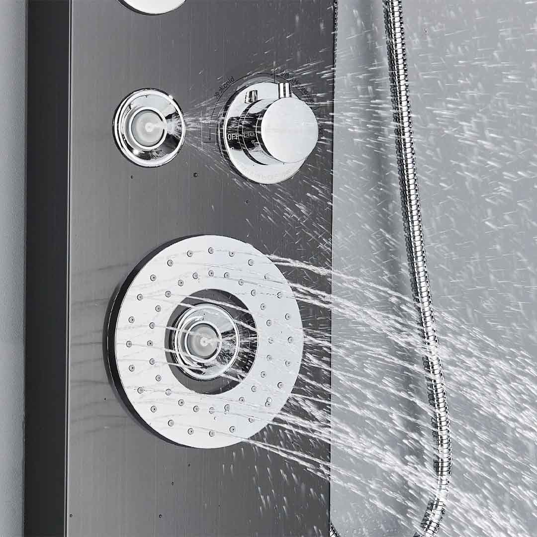 Panel de Dus cu LED, efect de ploaie si jeturi cu masaj, negru, cod 1612