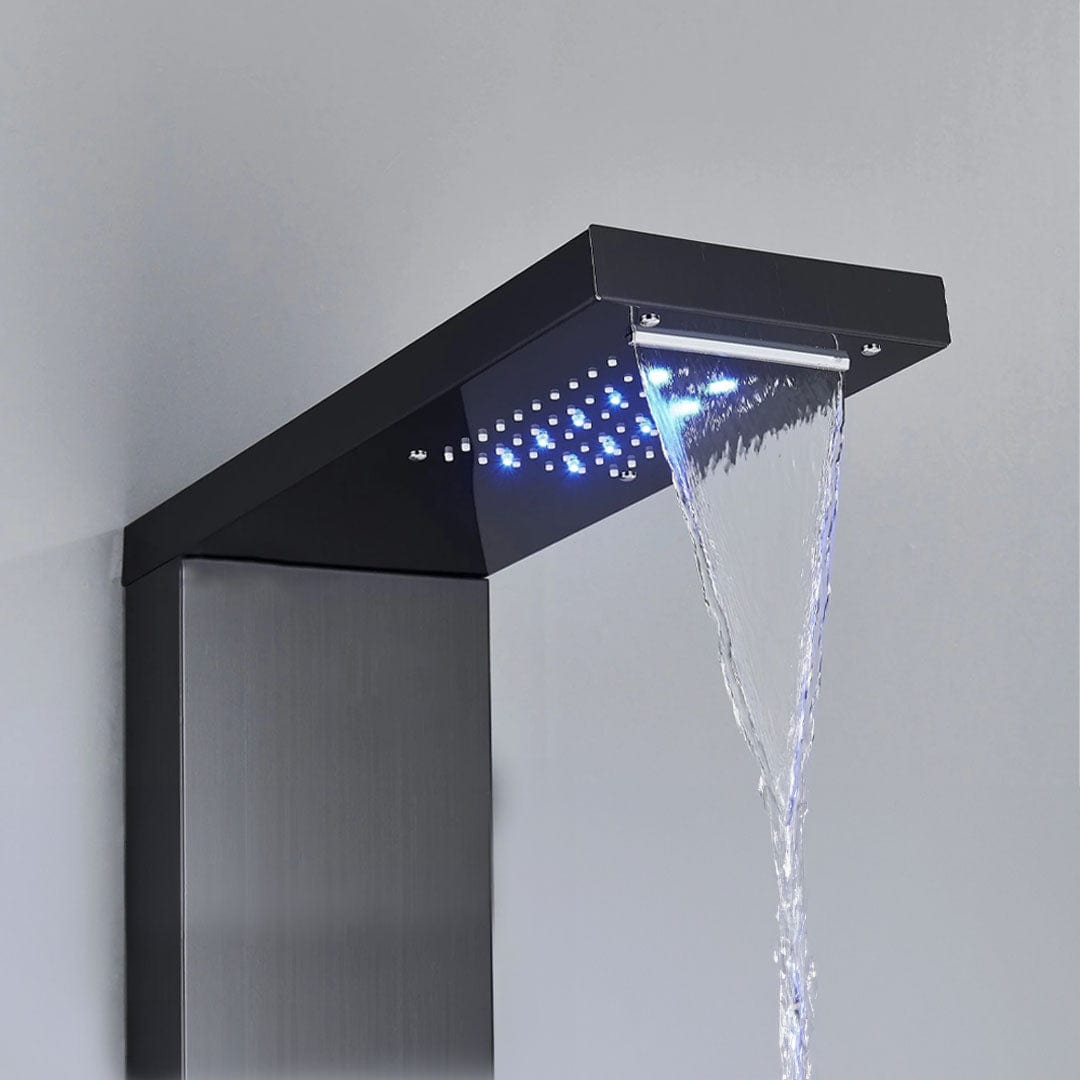 Panel de Dus cu LED, efect de ploaie si jeturi cu masaj, negru, cod 1612