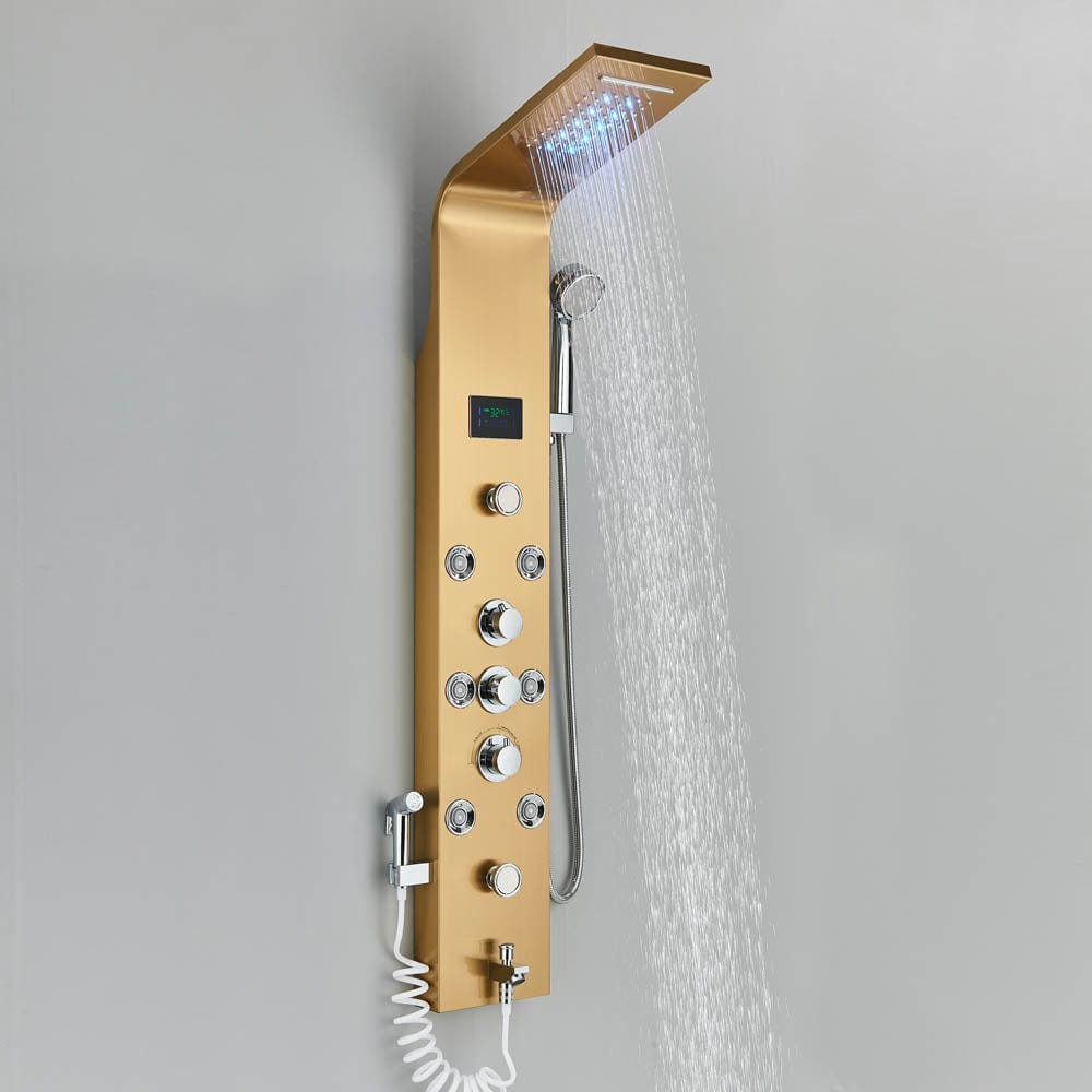 Panel dus, model auriu cu pipa, afisaj digital, dus bideu, LED si functii SPA, 128 cm, cod 1440