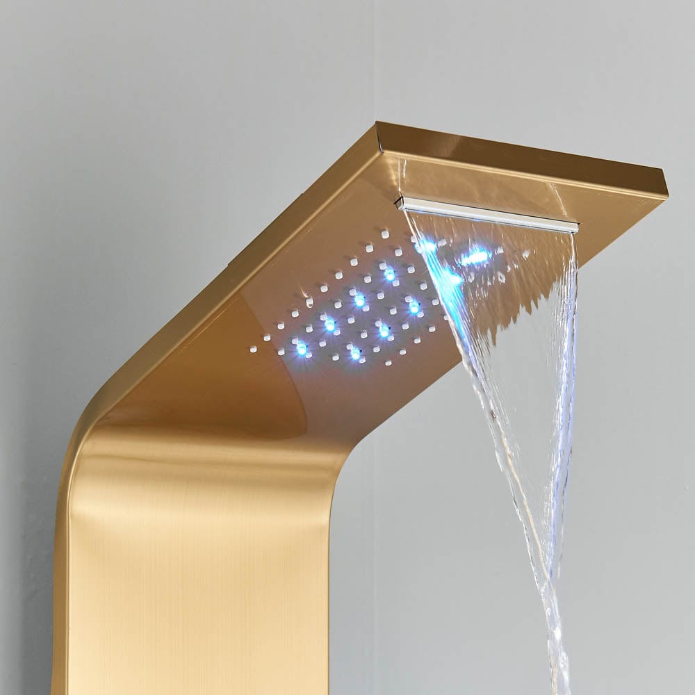 Panel dus, model auriu cu pipa, afisaj digital, dus bideu, LED si functii SPA, 128 cm, cod 1440