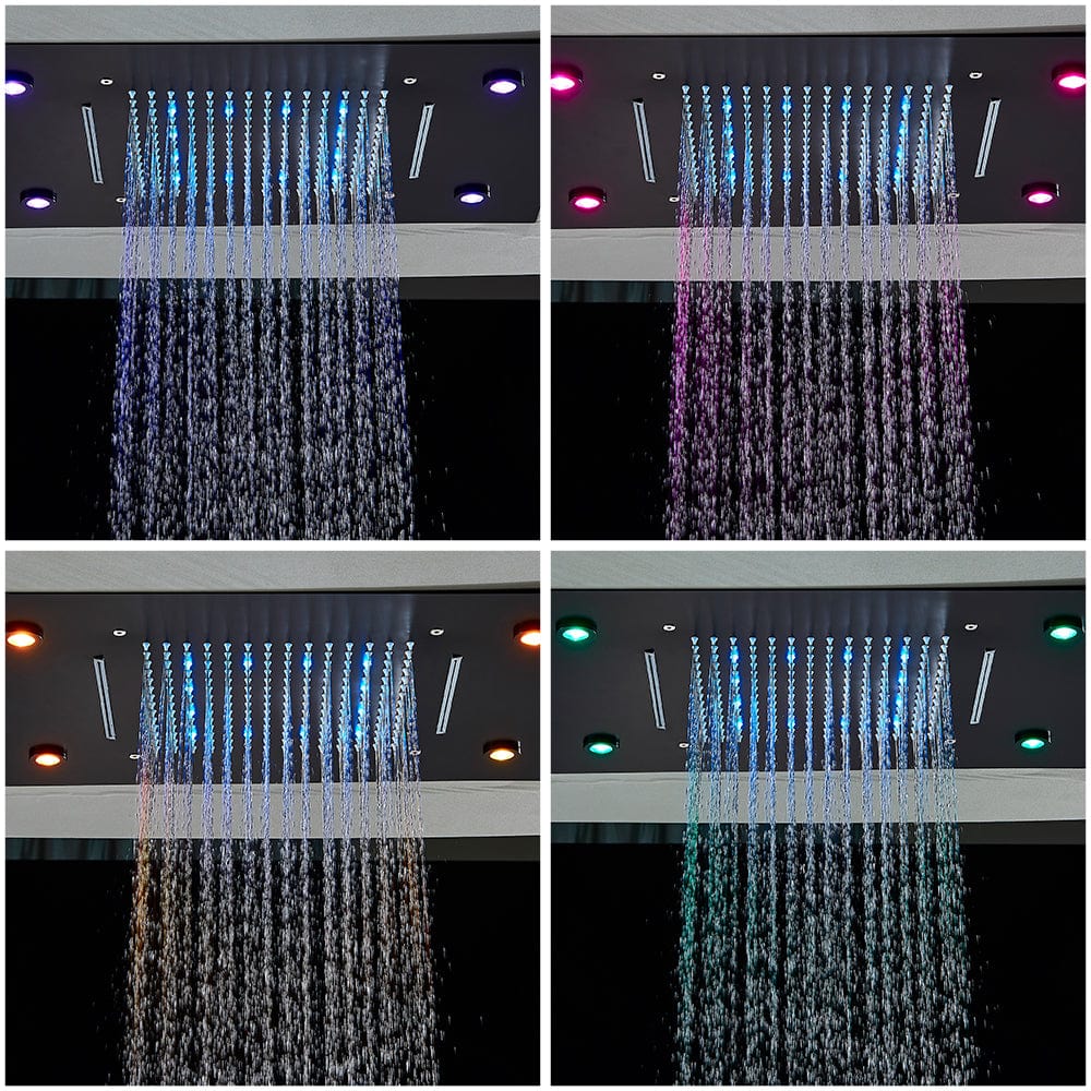 Para de dus LED cu telecomanda, incastrat in tavan, dotat cu 2 functii de curgere, culoare negru, cod 1591