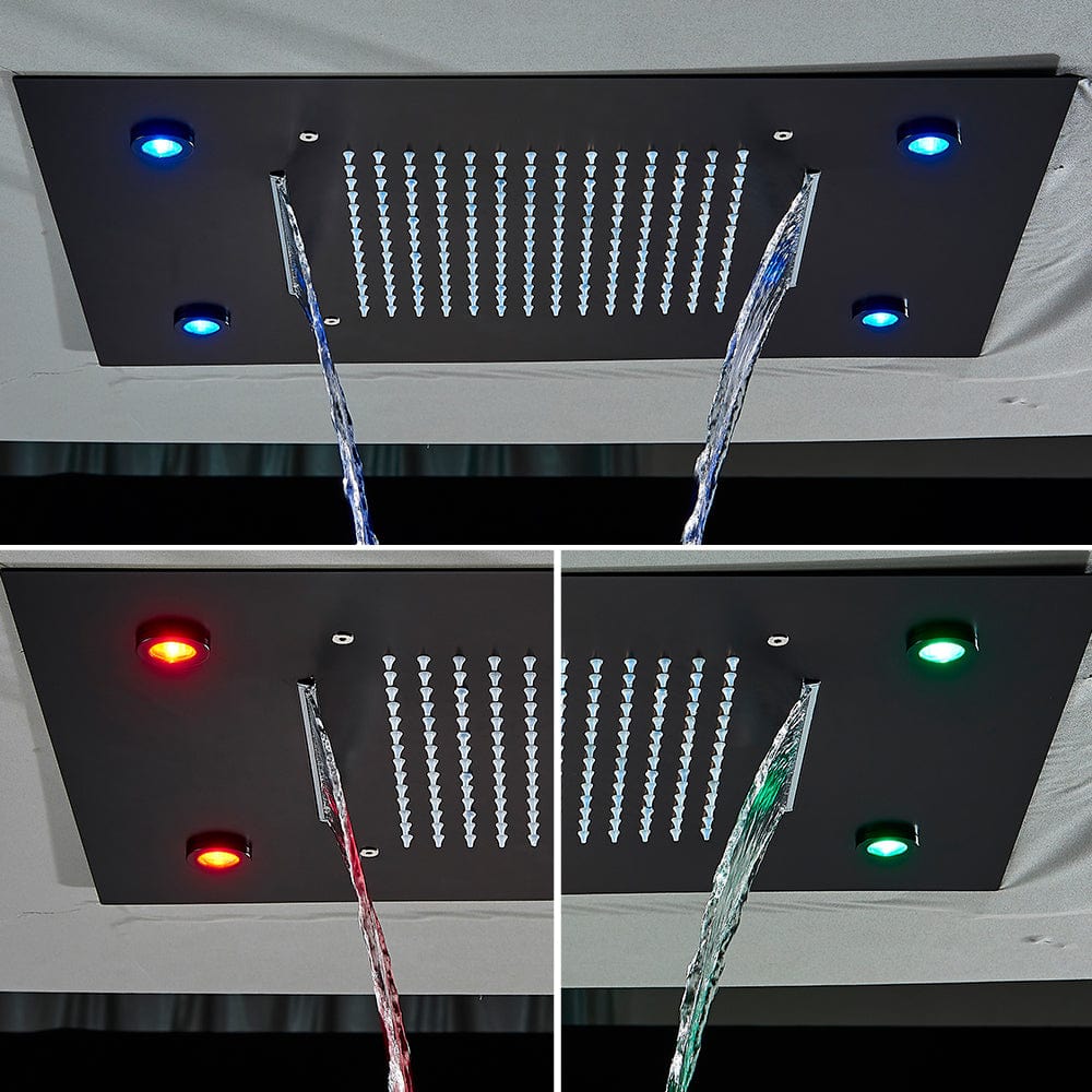 Para de dus LED cu telecomanda, incastrat in tavan, dotat cu 2 functii de curgere, culoare negru, cod 1591