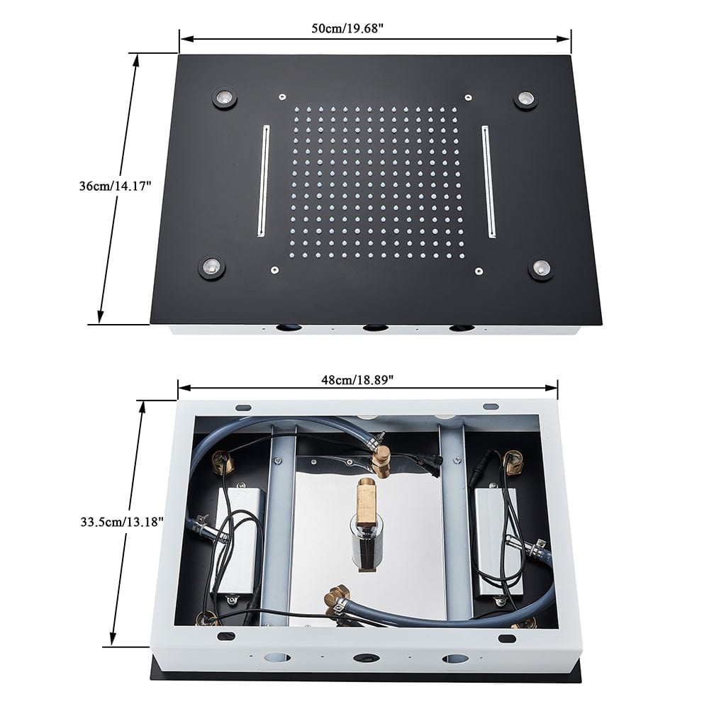 Para de dus LED cu telecomanda, incastrat in tavan, dotat cu 2 functii de curgere, culoare negru, cod 1591