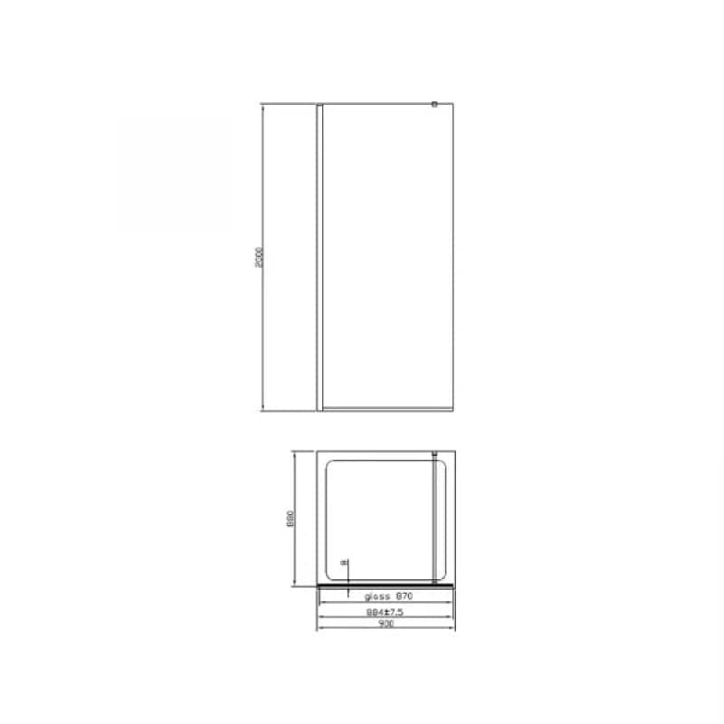 Paravan de duș, Foxy Easy Clean, Mediterraneo, 90x200 cm, auriu periat