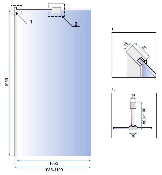 Paravan de duș Rea Aero, transparent, crom, 110 cm