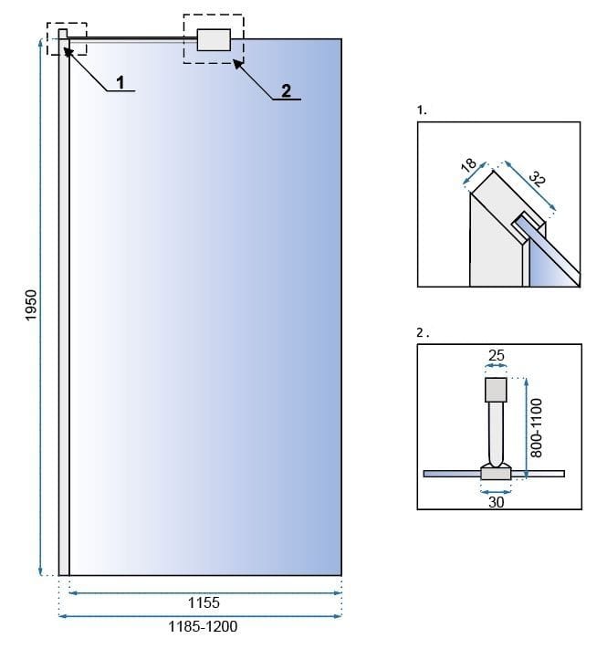 Paravan de duș Rea Aero, transparent, crom, 120 cm