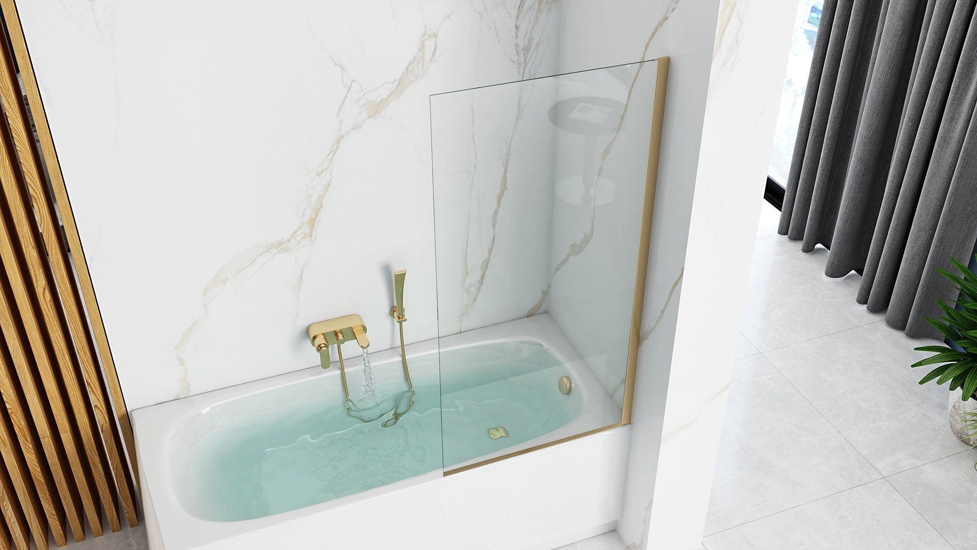Paravan pentru cadă Rea Elegant 70 cm auriu