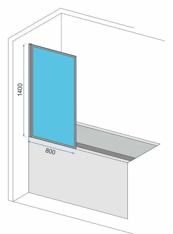 Paravan pentru cadă Rea Fix, 80 cm, argintiu