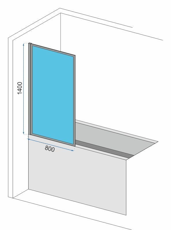Paravan pentru cadă Rea LagPers-1 fix 80 cm negru mat