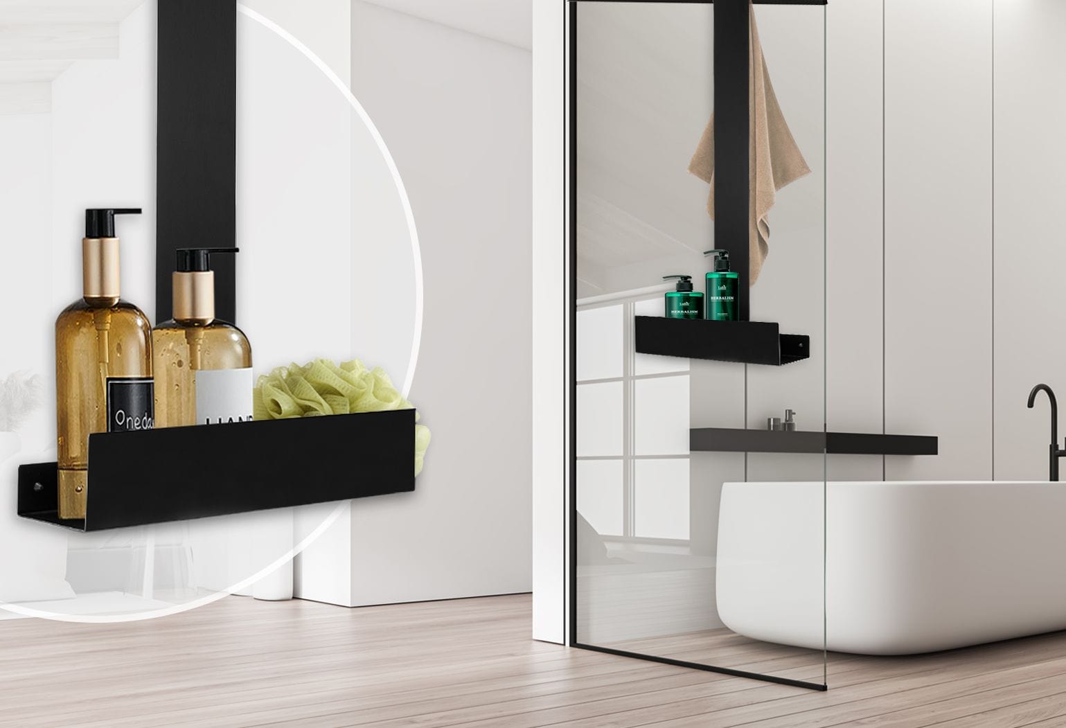 Raft cabină de duș Rea Tori, negru mat