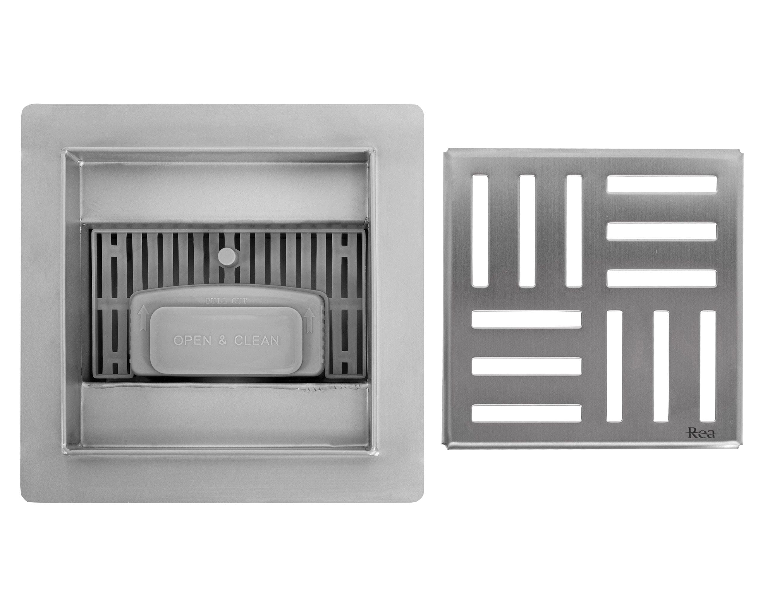 Rigolă de duș pătrată Rea Cross, nichel, 12x12 cm