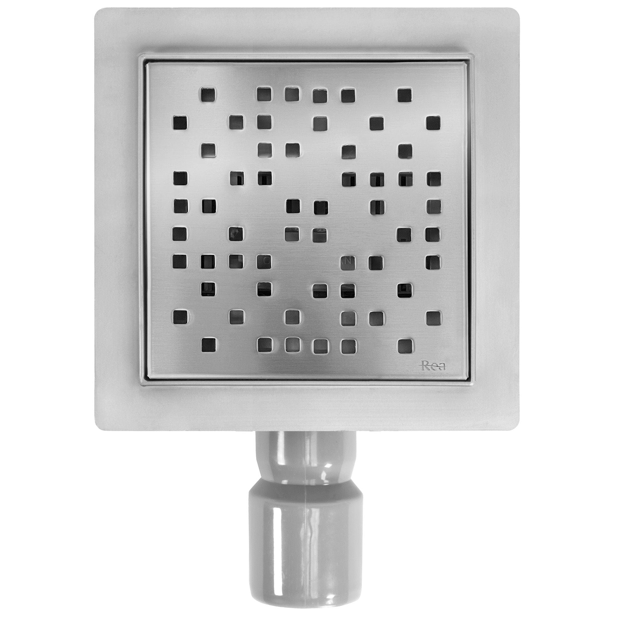 Rigolă de duș pătrată Rea Dots, nichel, 15x15 cm