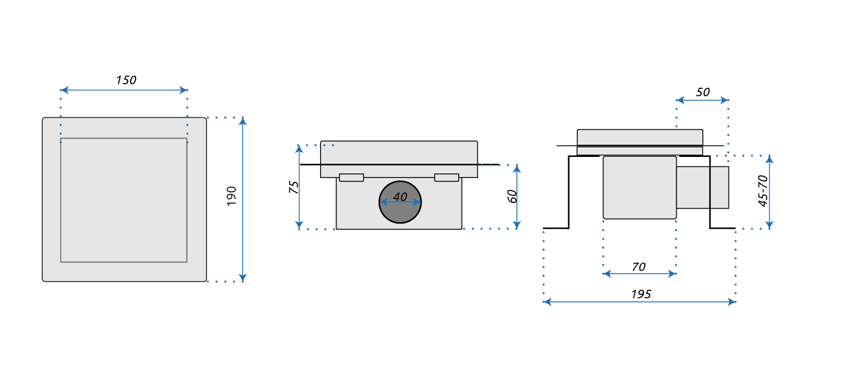 Rigolă de duș pătrată Rea Dots, nichel, 15x15 cm