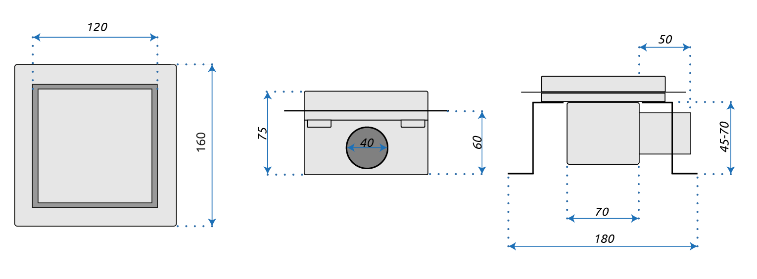 Rigolă de duș pătrată Rea Neo, nichel, 12x12 cm