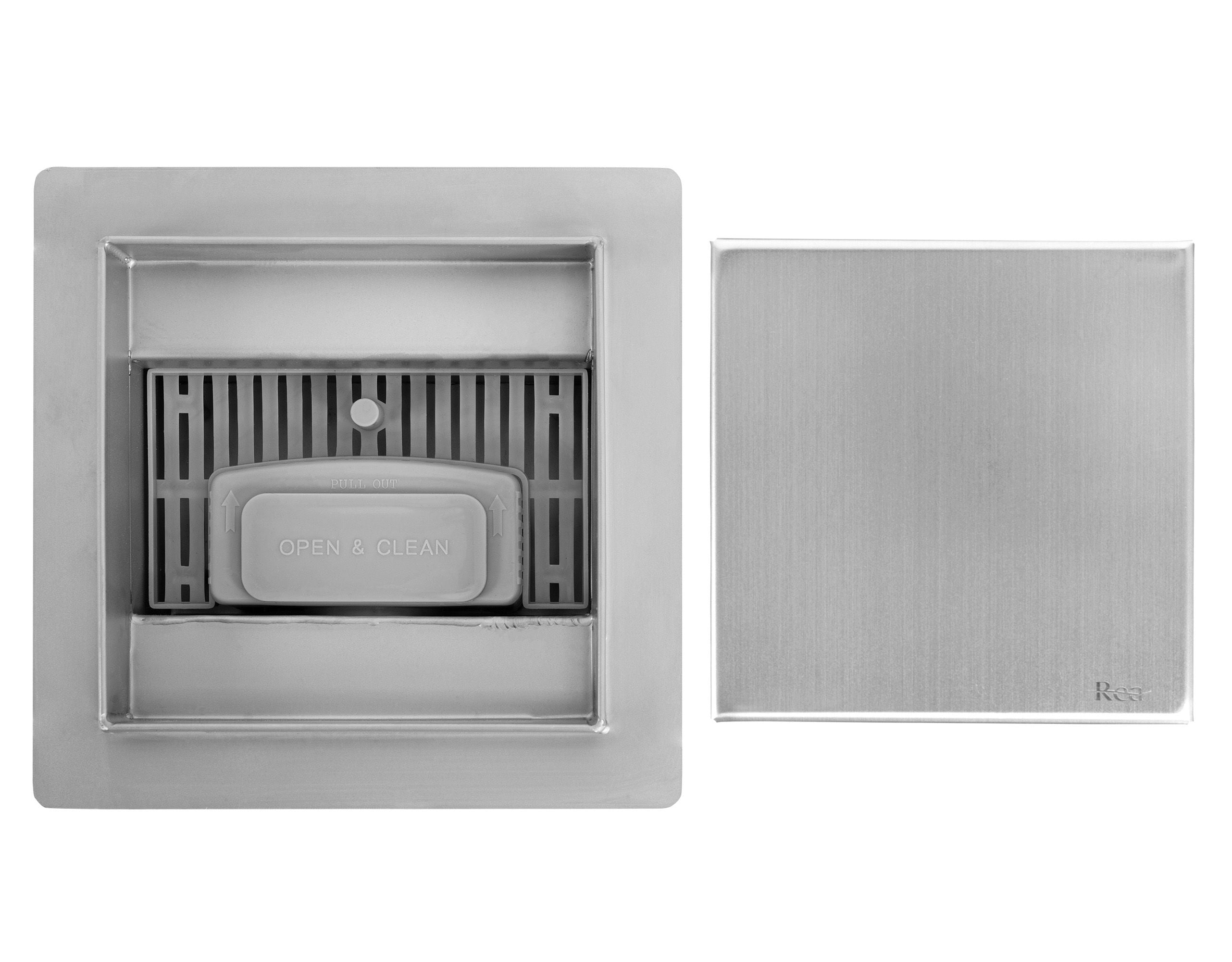 Rigolă de duș pătrată Rea Neo, nichel, 12x12 cm