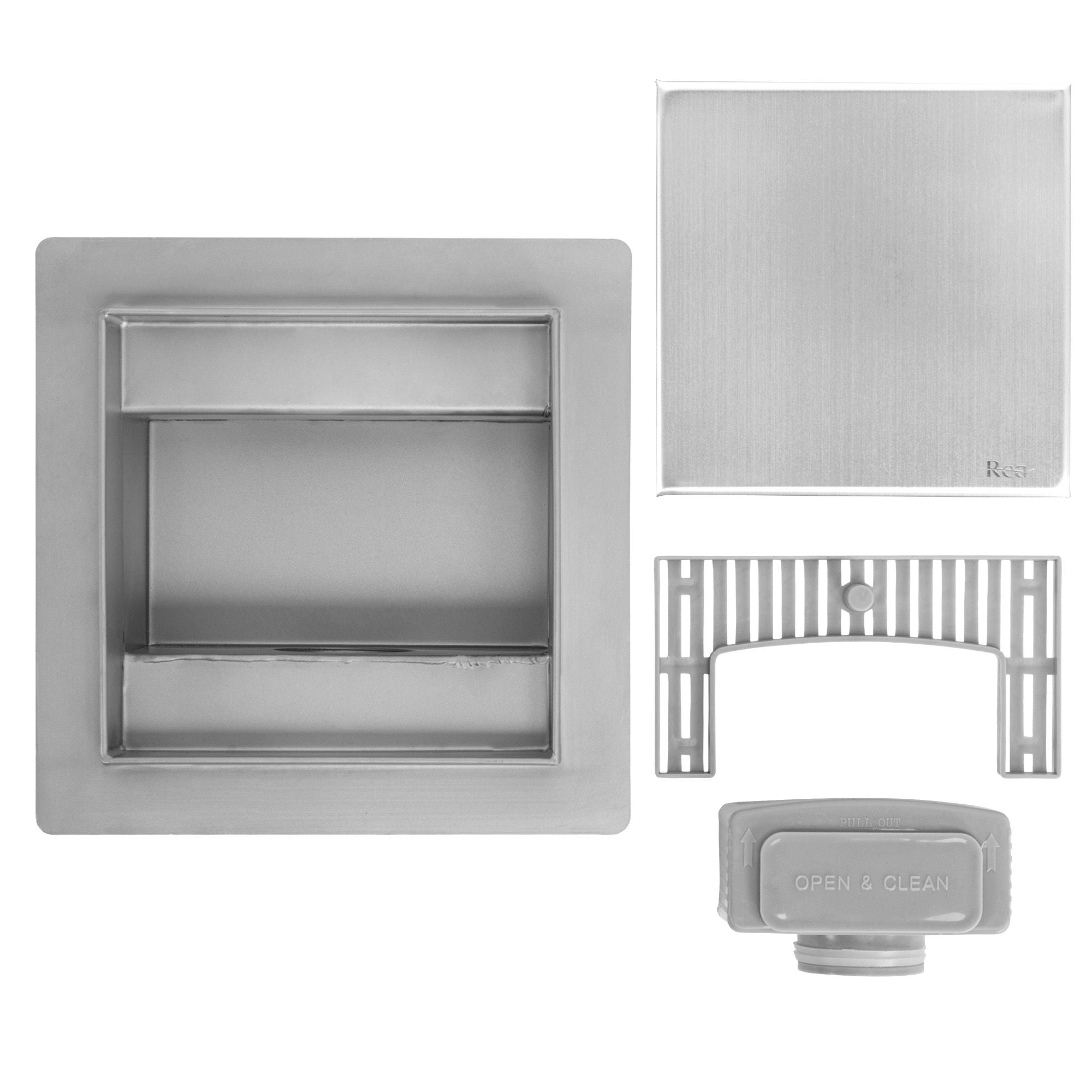 Rigolă de duș pătrată Rea Neo, nichel, 12x12 cm