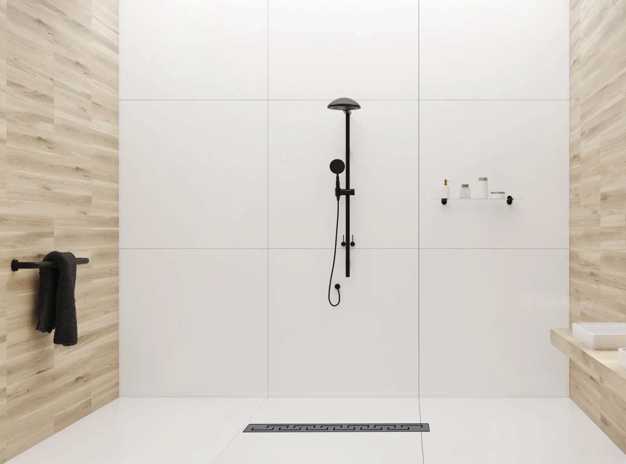 Rigolă de duș Rea Greek Pro, negru mat, 90 cm