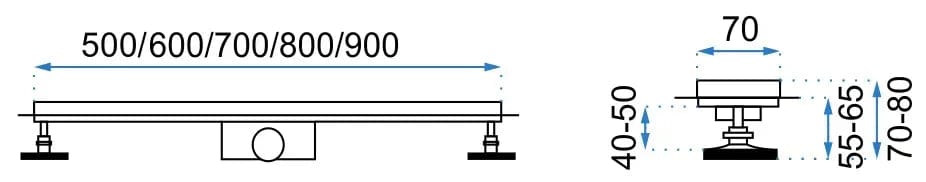 Rigolă de duș Rea Greek Pro, negru mat, 90 cm