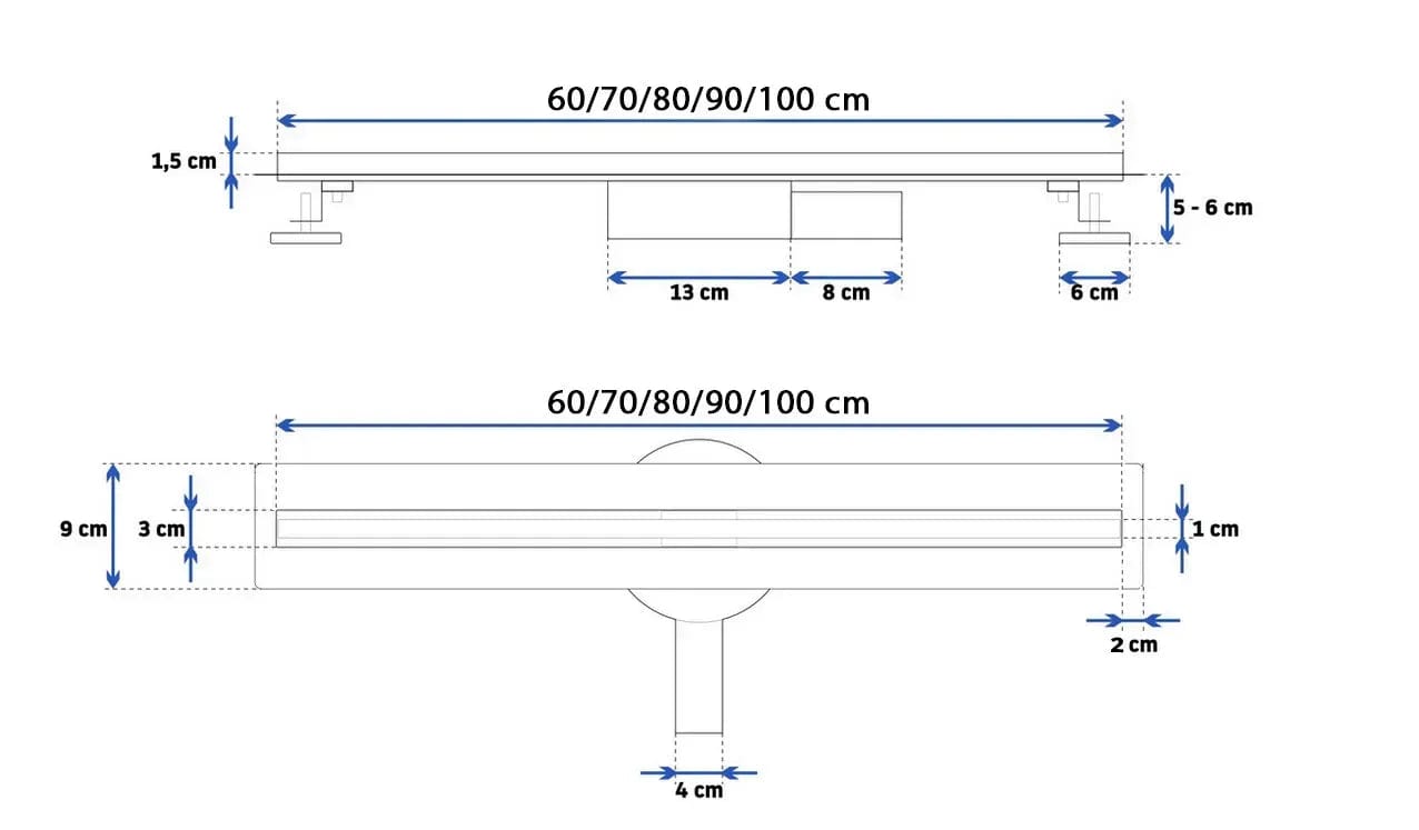 Rigolă de duș Rea Neo Slim Pro, rose, 80 cm