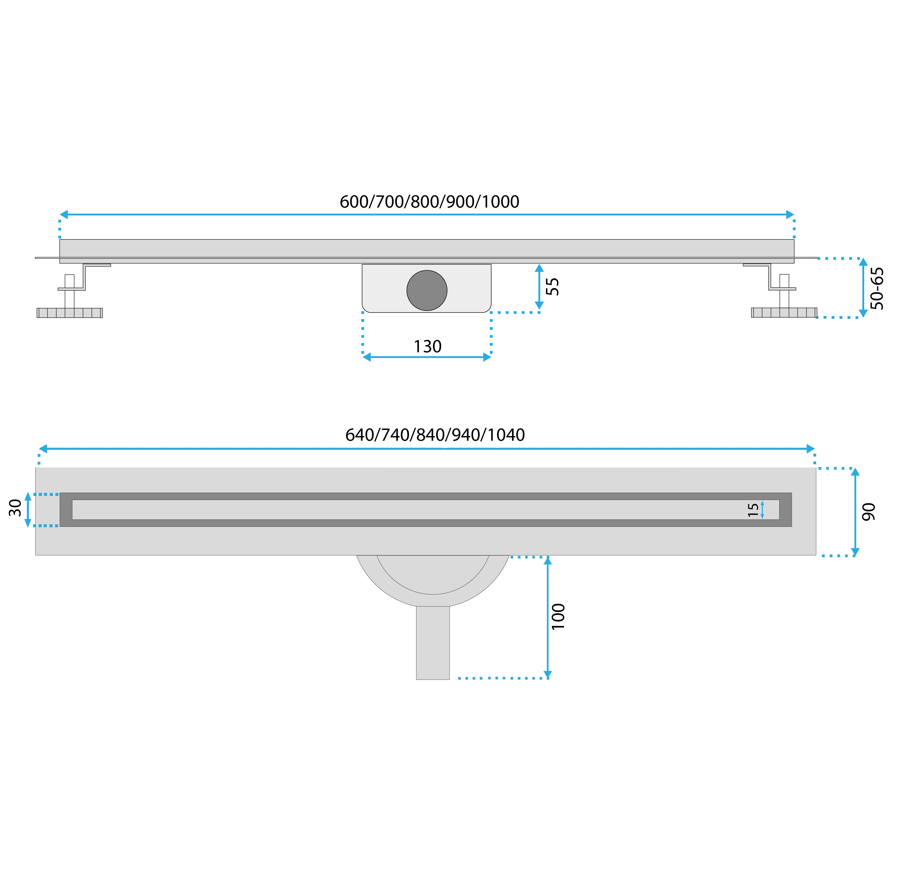 Rigolă de duș Rea Neox Slim, auriu periat, 80 cm