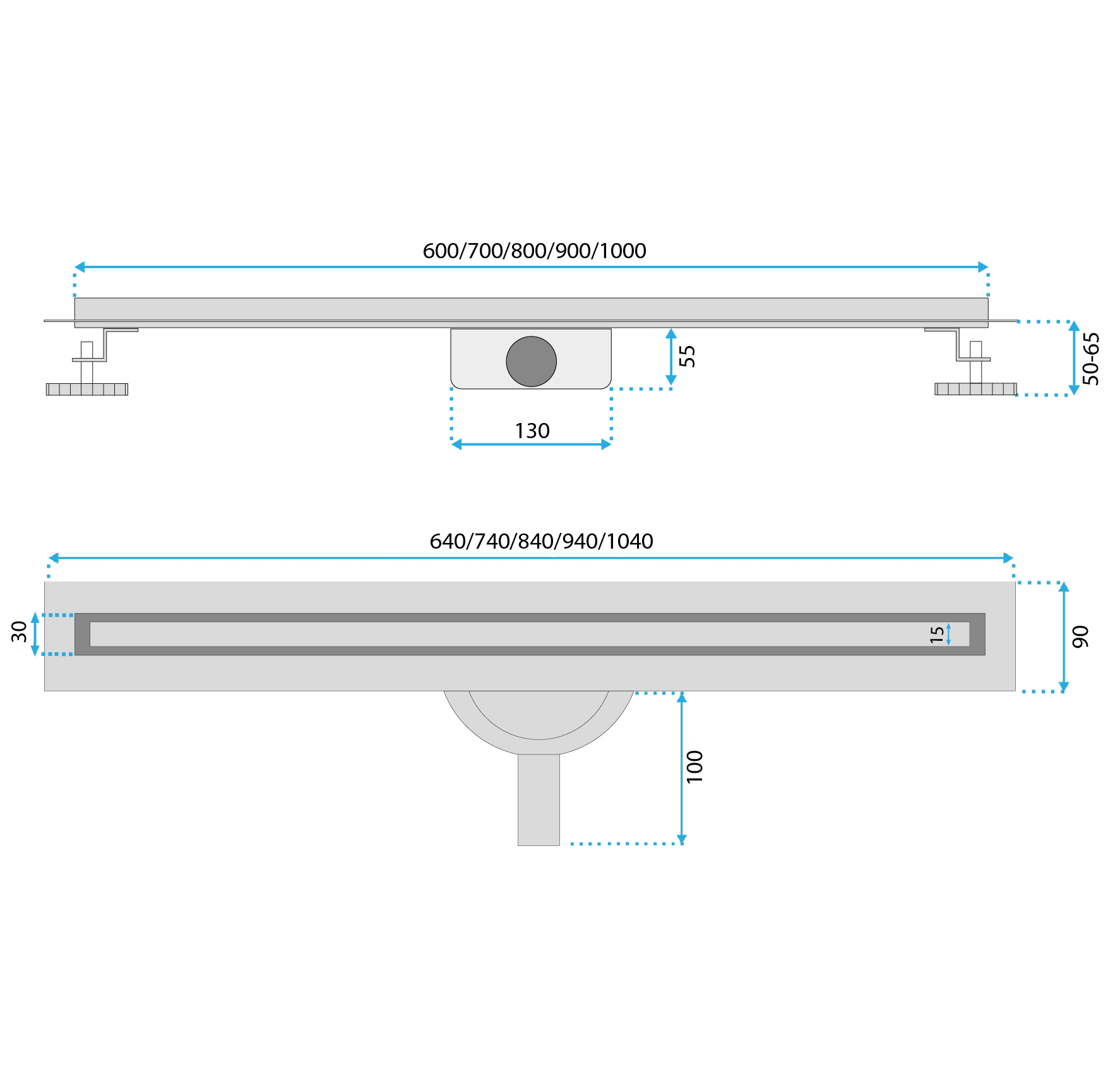 Rigolă de duș Rea Neox Slim Pro, negru mat, 100 cm