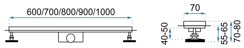Rigolă de duș Rea Pure Neo, cupru mat, 70 cm