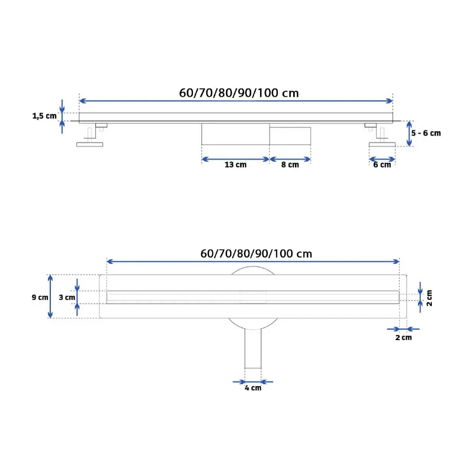 Rigolă de duș Rea Slim Mirror, auriu, 100 cm