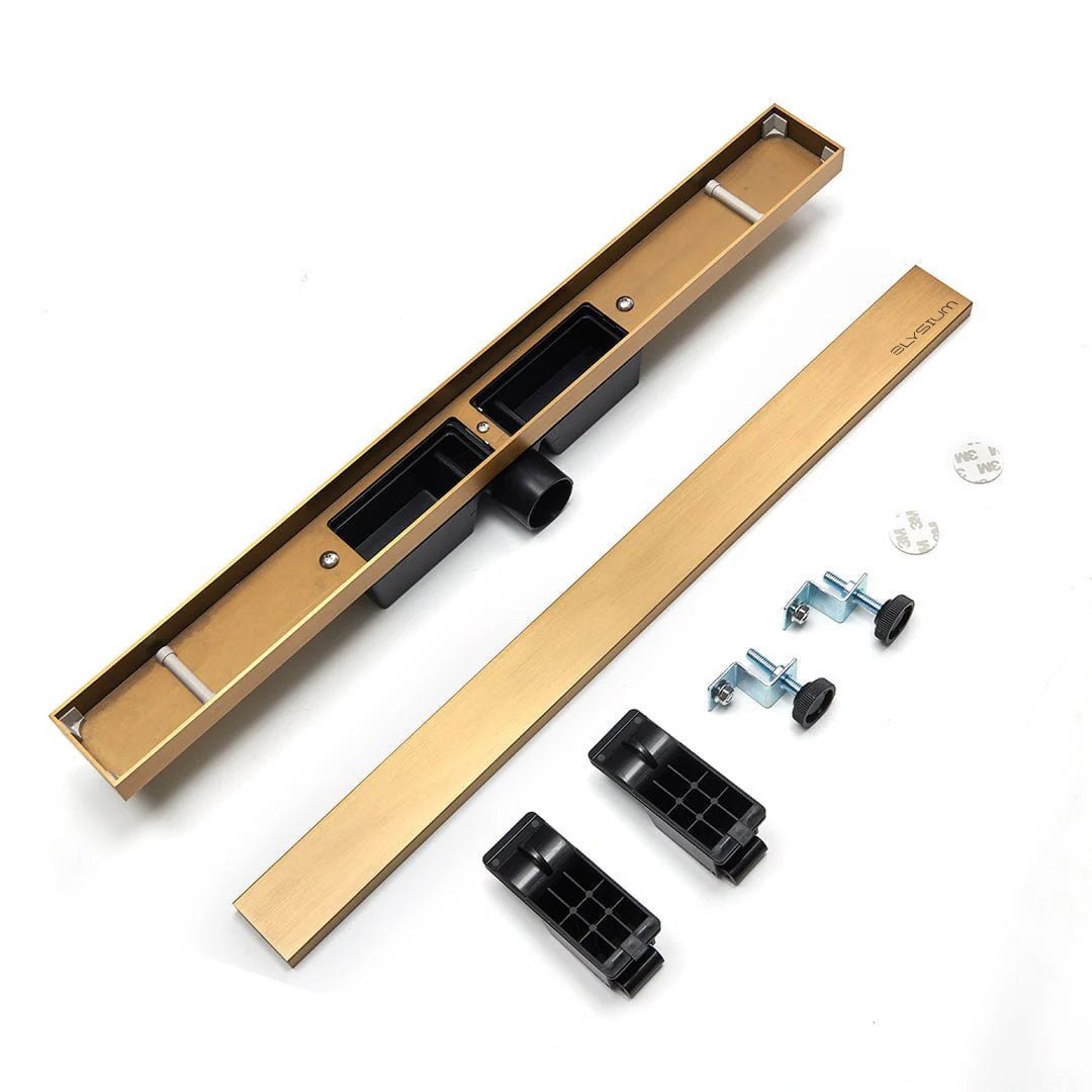 Rigola de dus Elysium Aquatrap, faiantabila, din otel inoxidabil, 60 cm, auriu mat