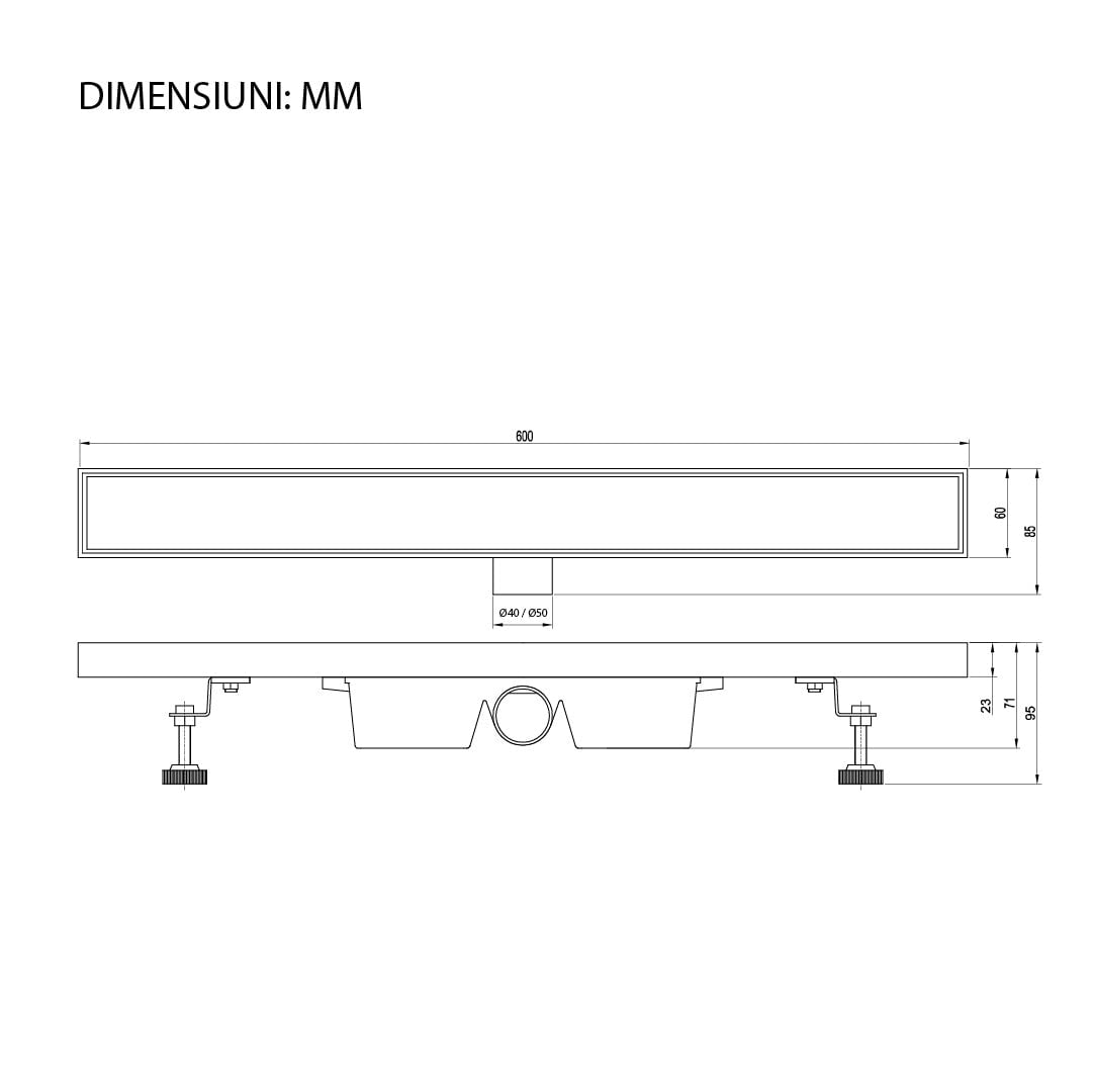 Rigola de dus Elysium Aquatrap, faiantabila, din otel inoxidabil, 6x70 cm, auriu mat