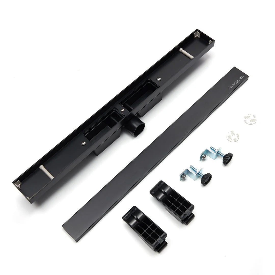 Rigola de dus Elysium Aquatrap, faiantabila, din otel inoxidabil, 90 cm, negru mat