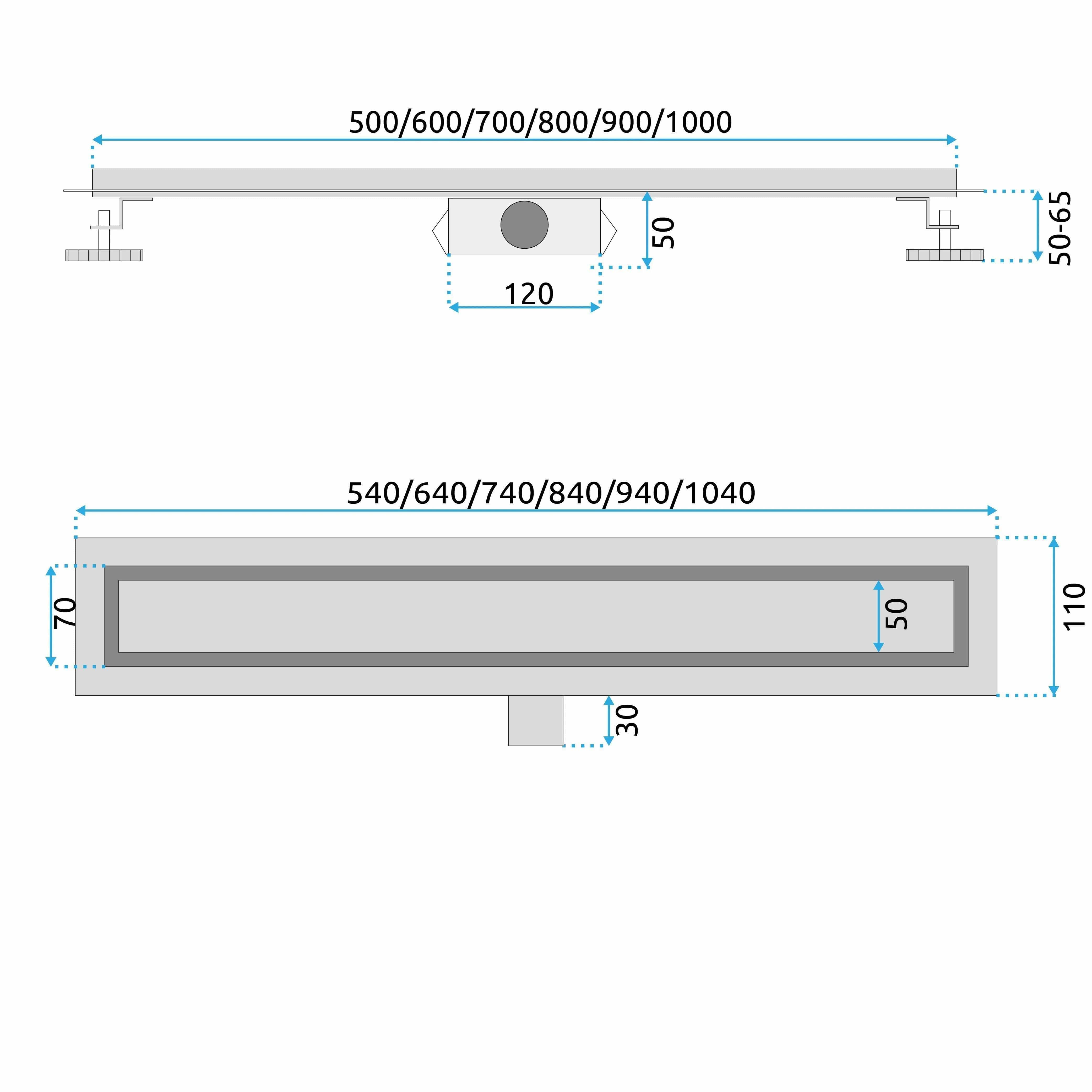 Rigola de dus Rea Neox, 100 cm, argintiu