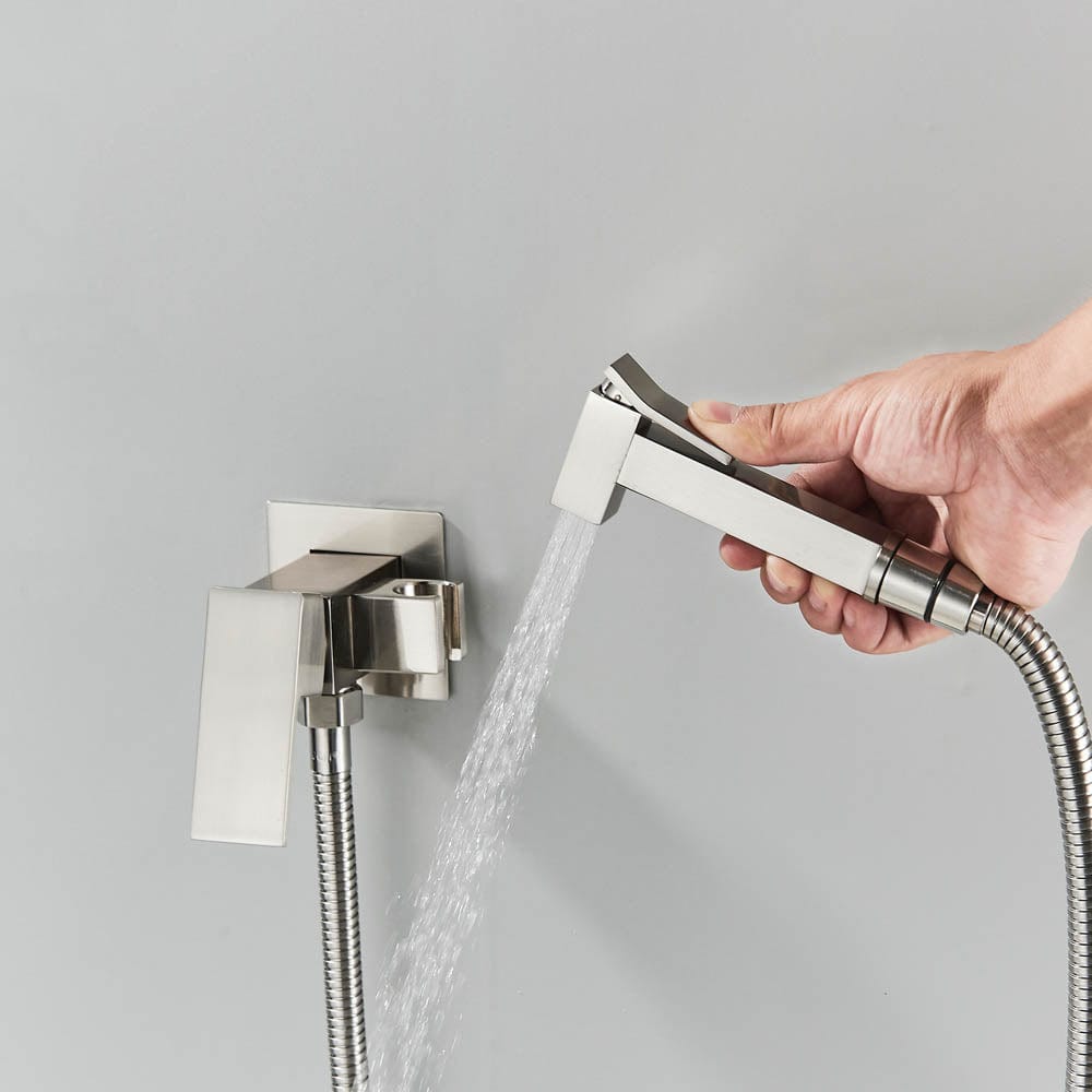 Robinet tip dus intim pentru bideu sau wc cu doua intrari, argintiu, cod 1450