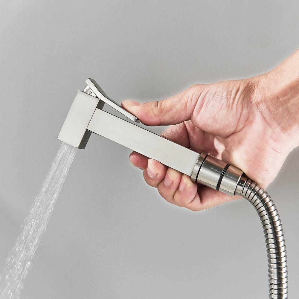 Robinet tip dus intim pentru bideu sau wc cu doua intrari, argintiu, cod 1450