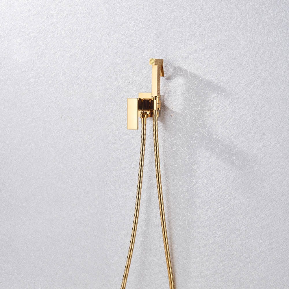 Robinet tip dus intim pentru bideu sau wc cu doua intrari, auriu lucios, cod 1452