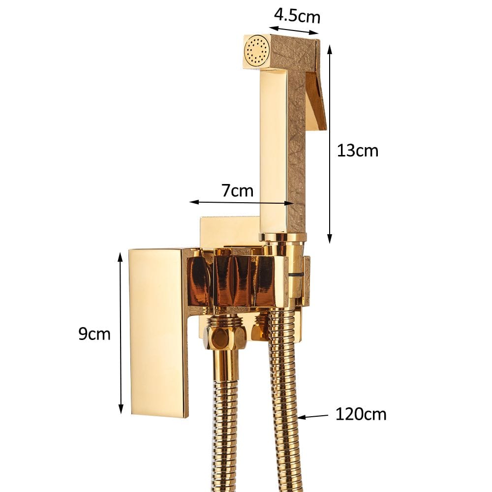 Robinet tip dus intim pentru bideu sau wc cu doua intrari, auriu lucios, cod 1452