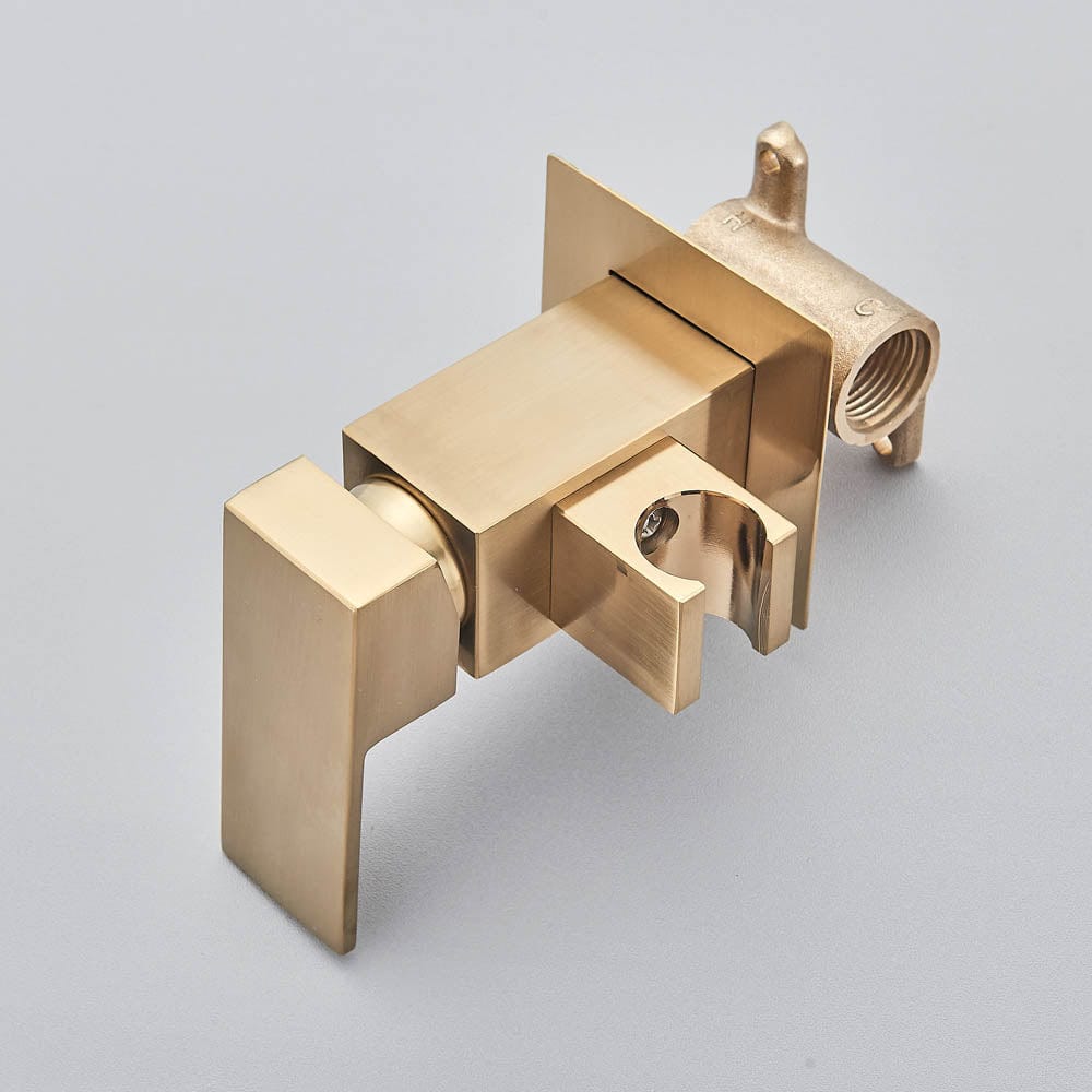 Robinet tip dus intim pentru bideu sau wc cu doua intrari, auriu mat, cod 1451