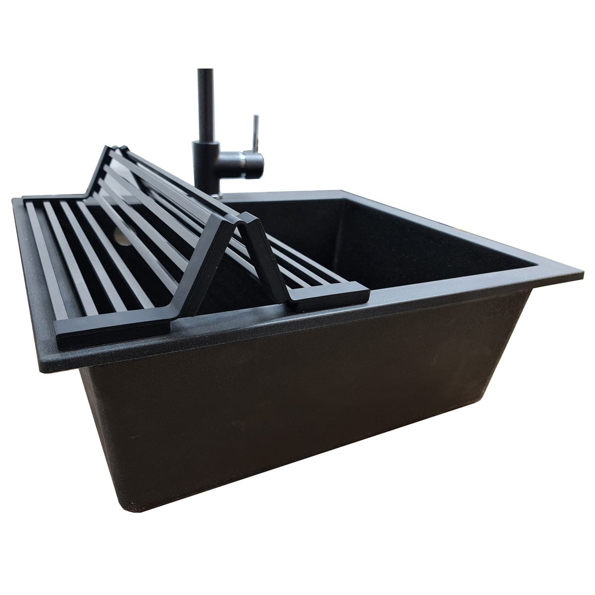 Scurgator multifunctional / Gratar / Suport vase pliabil negru CookingAid Folding Mat Black pentru chiuvete, cod:6033
