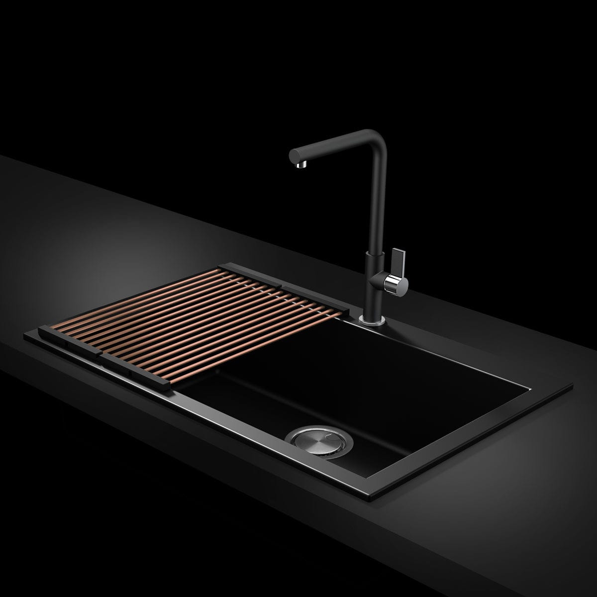 Scurgator multifunctional / Gratar / Suport vase pliabil negru, Folding Mat Copper / Cupru pentru chiuvete, cod:6032